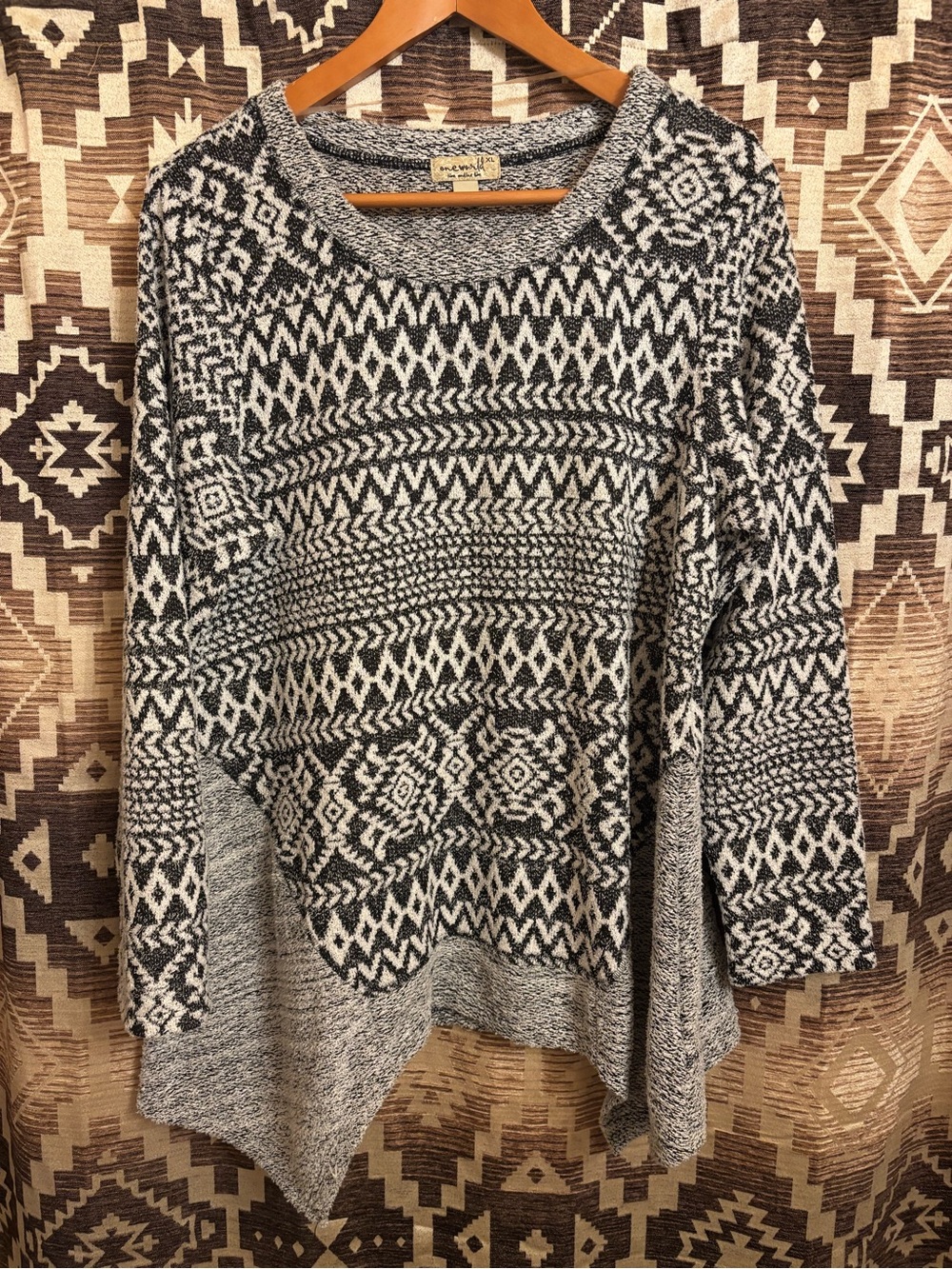 Women’s One World “Charming Art” Western Tunic Top Size XL